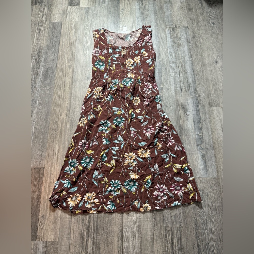 Blue and White Casual Sleeveless Scoop Neck Midi Sundress casual western